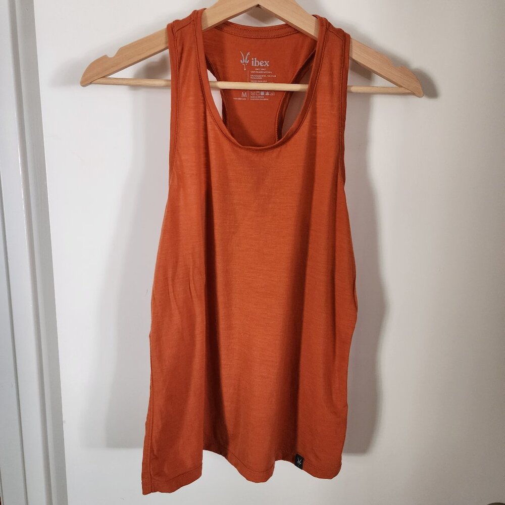 Ibex Merino Wool Racerback Tank Women’s Medium Rust Orange 83% Wool